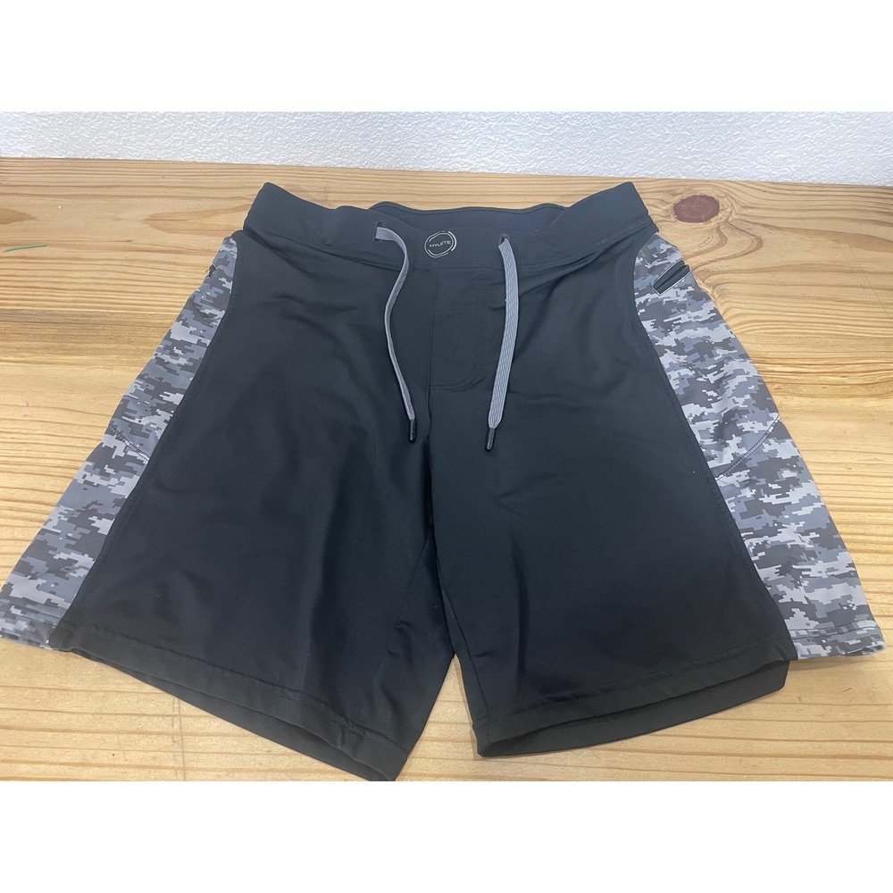 Hylete Above Knee Black Shorts Med Camo Polyester Spandex Stretch